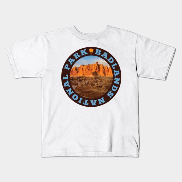 Badlands National Park Circle Kids T-Shirt by SlapTheWorld